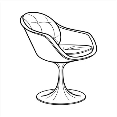Beyaz arka planda çizgili sanat lale koltuğu çizimi