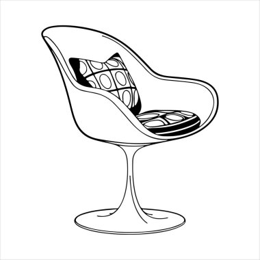 Beyaz arka planda çizgili sanat lale koltuğu çizimi