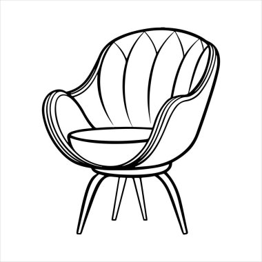 Beyaz arka planda çizgili sanat lale koltuğu çizimi