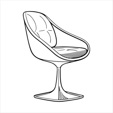Beyaz arka planda çizgili sanat lale koltuğu çizimi