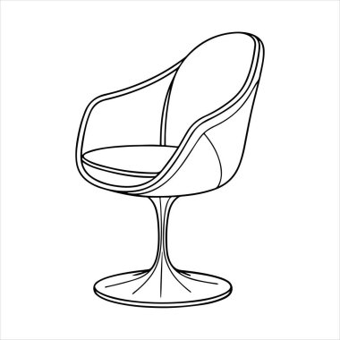 Beyaz arka planda çizgili sanat lale koltuğu çizimi