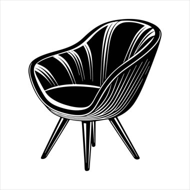 Beyaz arka planda çizgili sanat lale koltuğu çizimi