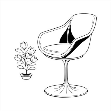 Beyaz arka planda çizgili sanat lale koltuğu çizimi