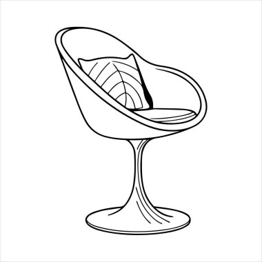 Beyaz arka planda çizgili sanat lale koltuğu çizimi