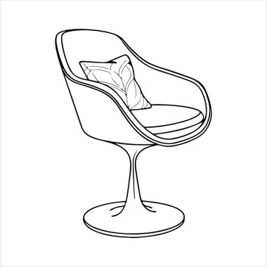 Beyaz arka planda çizgili sanat lale koltuğu çizimi