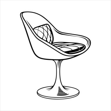 Beyaz arka planda çizgili sanat lale koltuğu çizimi