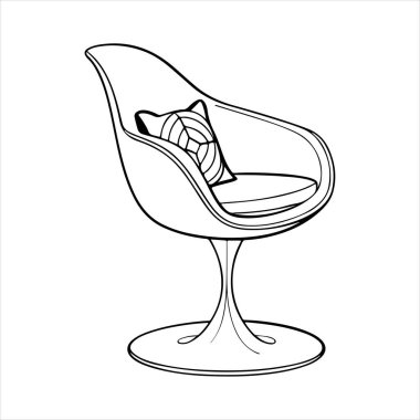 Beyaz arka planda çizgili sanat lale koltuğu çizimi