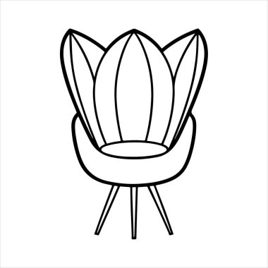 Beyaz arka planda çizgili sanat lale koltuğu çizimi