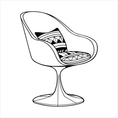 Beyaz arka planda çizgili sanat lale koltuğu çizimi