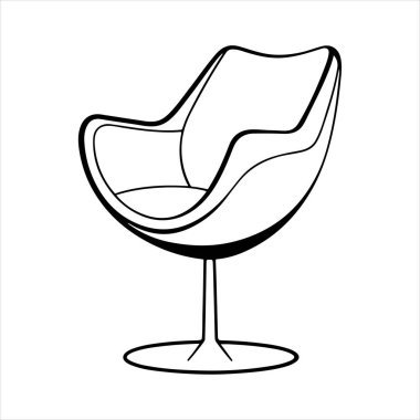 Beyaz arka planda çizgili sanat lale koltuğu çizimi