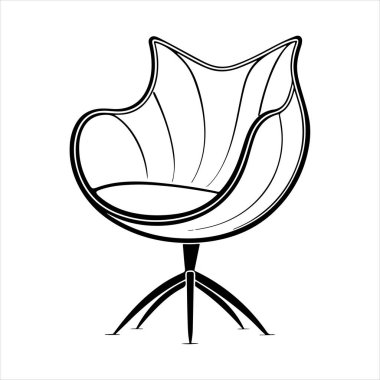 Beyaz arka planda çizgili sanat lale koltuğu çizimi