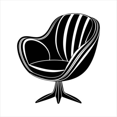 Beyaz arka planda çizgili sanat lale koltuğu çizimi