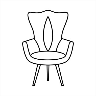 Beyaz arka planda çizgili sanat lale koltuğu çizimi