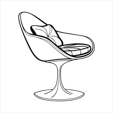 Beyaz arka planda çizgili sanat lale koltuğu çizimi