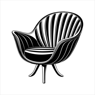 Beyaz arka planda çizgili sanat lale koltuğu çizimi