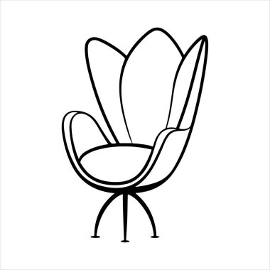 Beyaz arka planda çizgili sanat lale koltuğu çizimi