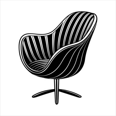 Beyaz arka planda çizgili sanat lale koltuğu çizimi
