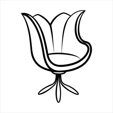 Beyaz arka planda çizgili sanat lale koltuğu çizimi