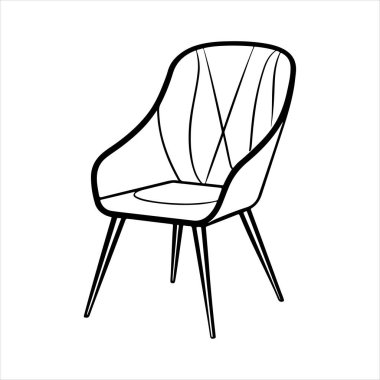 Beyaz arka planda çizgili sanat lale koltuğu çizimi