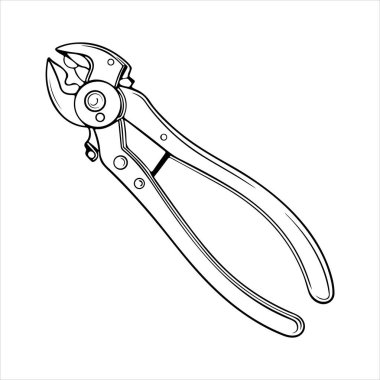 Manuel kablo kesici siluet vektör sanat çizimi