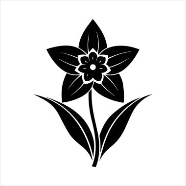 Nergis çiçeği silueti vektör çizimi