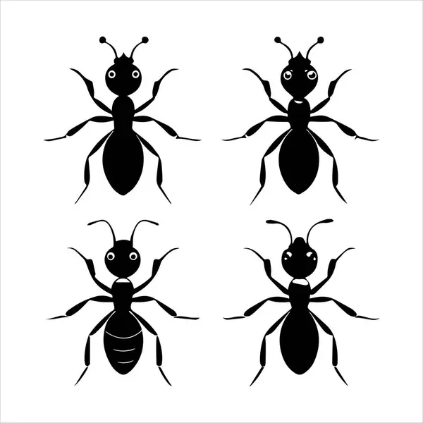 Beyaz arkaplanda karınca böcek silueti vektör çizimi