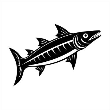 Beyaz arkaplanda barakuda balığı silueti vektör çizimi