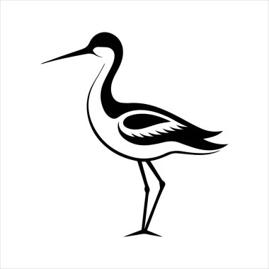 avocet birds siluet vektör sanat çizimi beyaz arka planda
