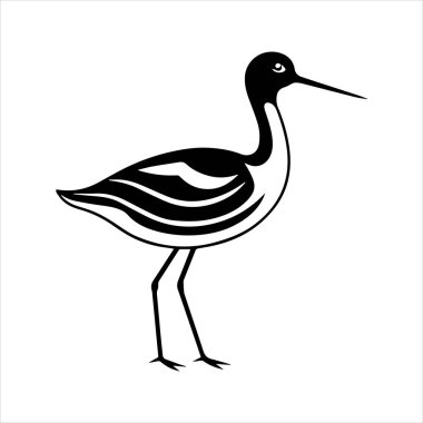 avocet birds siluet vektör sanat çizimi beyaz arka planda