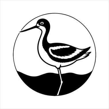 avocet birds siluet vektör sanat çizimi beyaz arka planda