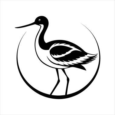 avocet birds siluet vektör sanat çizimi beyaz arka planda