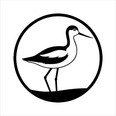 avocet birds siluet vektör sanat çizimi beyaz arka planda