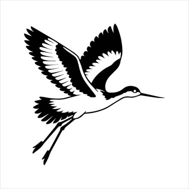 avocet birds siluet vektör sanat çizimi beyaz arka planda