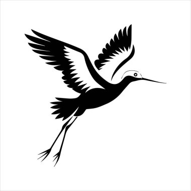 avocet birds siluet vektör sanat çizimi beyaz arka planda