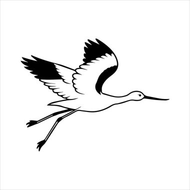 avocet birds siluet vektör sanat çizimi beyaz arka planda