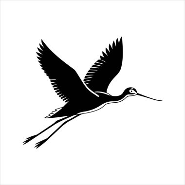 avocet birds siluet vektör sanat çizimi beyaz arka planda