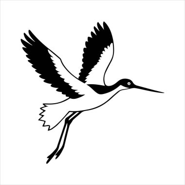 avocet birds siluet vektör sanat çizimi beyaz arka planda