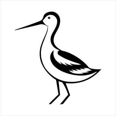 avocet birds siluet vektör sanat çizimi beyaz arka planda
