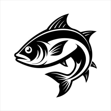 Beyaz arka planda basa deniz balığı vektör resim çizimi