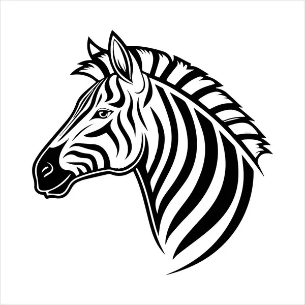 Düz zebra silueti beyaz arkaplanlı sanat çizimi