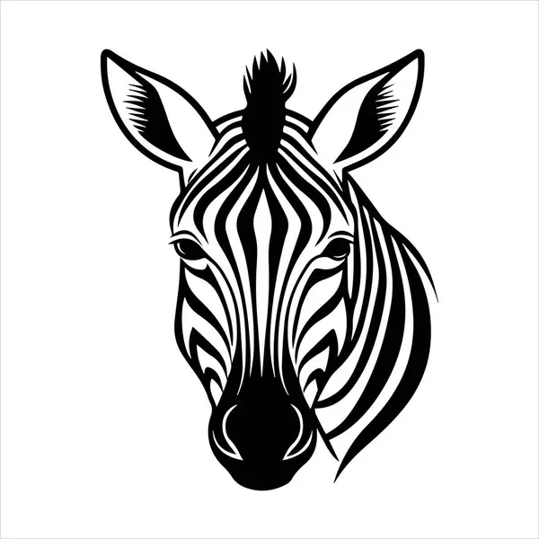 Düz zebra silueti beyaz arkaplanlı sanat çizimi
