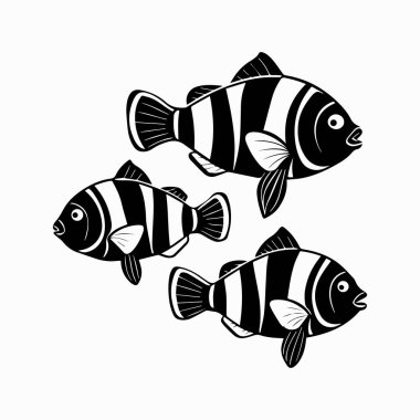 Palyaço balığı çizgisi sanat silueti vektör sanat çizimi