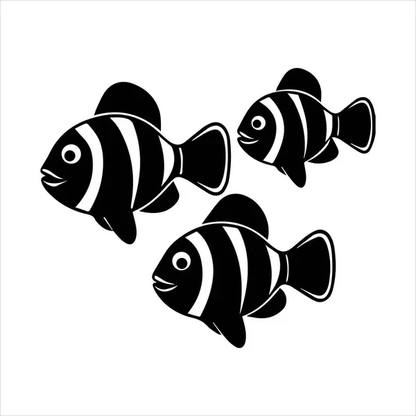 Palyaço balığı çizgisi sanat silueti vektör sanat çizimi