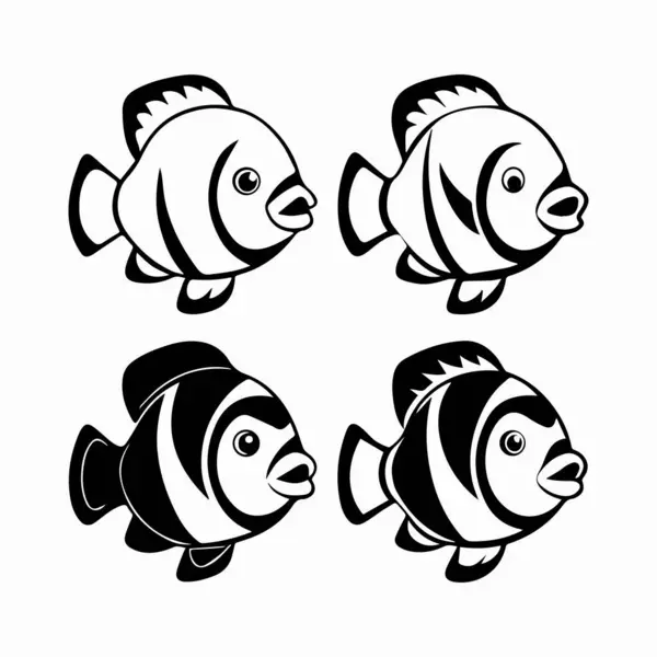 Palyaço balığı çizgisi sanat silueti vektör sanat çizimi