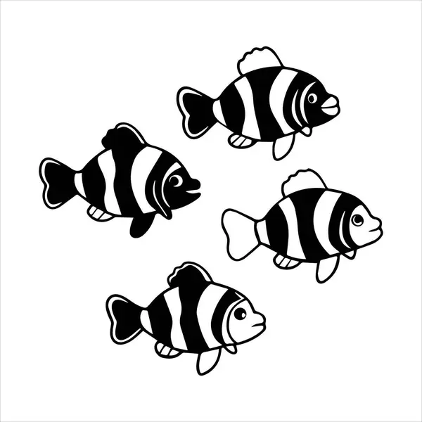 Palyaço balığı çizgisi sanat silueti vektör sanat çizimi