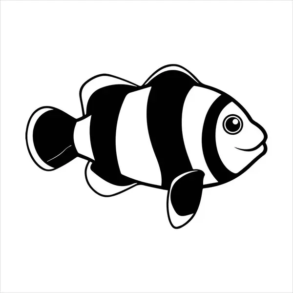 Palyaço balığı çizgisi sanat silueti vektör sanat çizimi