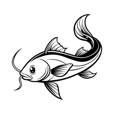 beyaz arkaplanda yayın balığı çizimi