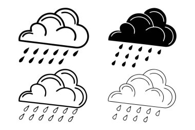 bulut gökyüzü simgesi siluet vektör çizimi