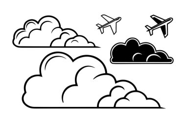 bulut gökyüzü simgesi siluet vektör çizimi