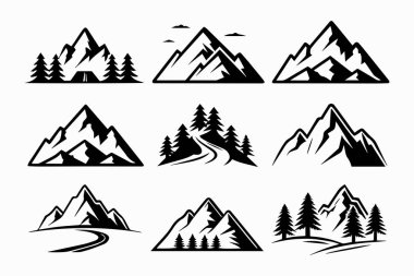 dağ simgesi silueti vektör çizimi